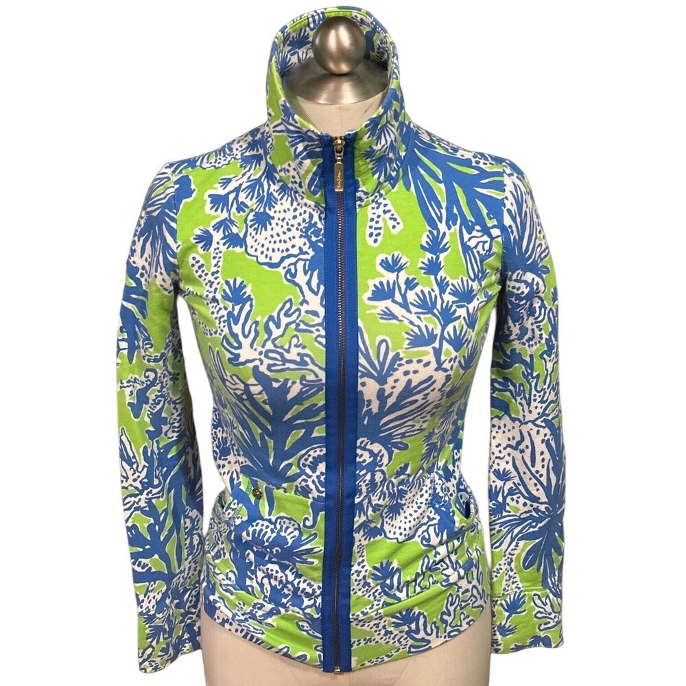 Lilly Pulitzer Legna Front Gold Zip Limeade‎ Size XXS